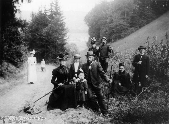 Bourgeois Family Hiking in the Harz Mountains (c. 1900)